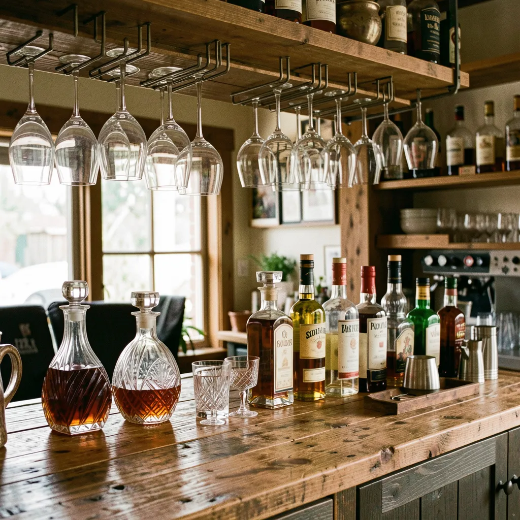 Premium glassware and bar setup