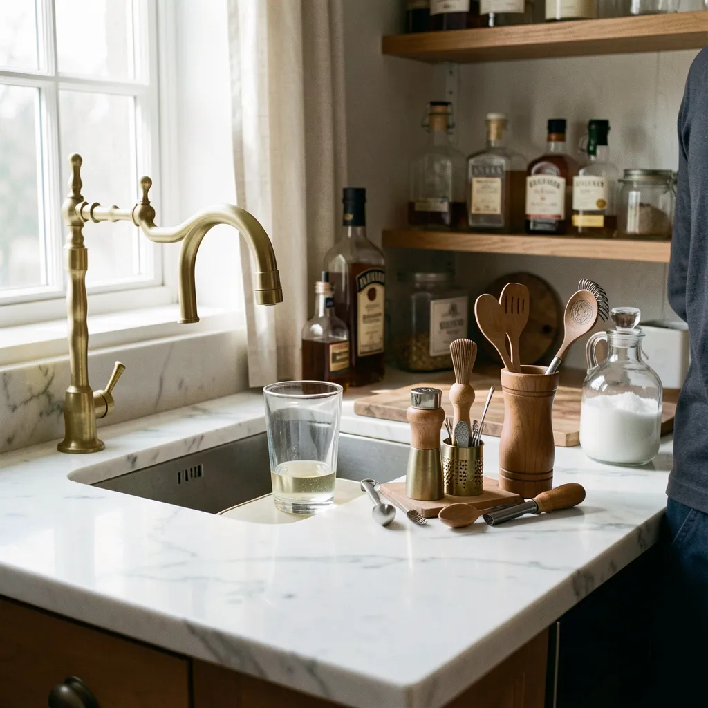 Essential bar tools and spirits collection