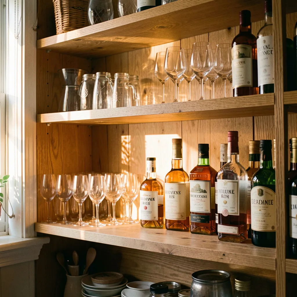 Professional bar tools including shaker, jigger, and strainer